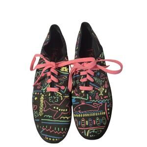 No Excuses Graphic Print Shoes Women's 8.5 Artsy‎ Funky Retro Streetwear neon